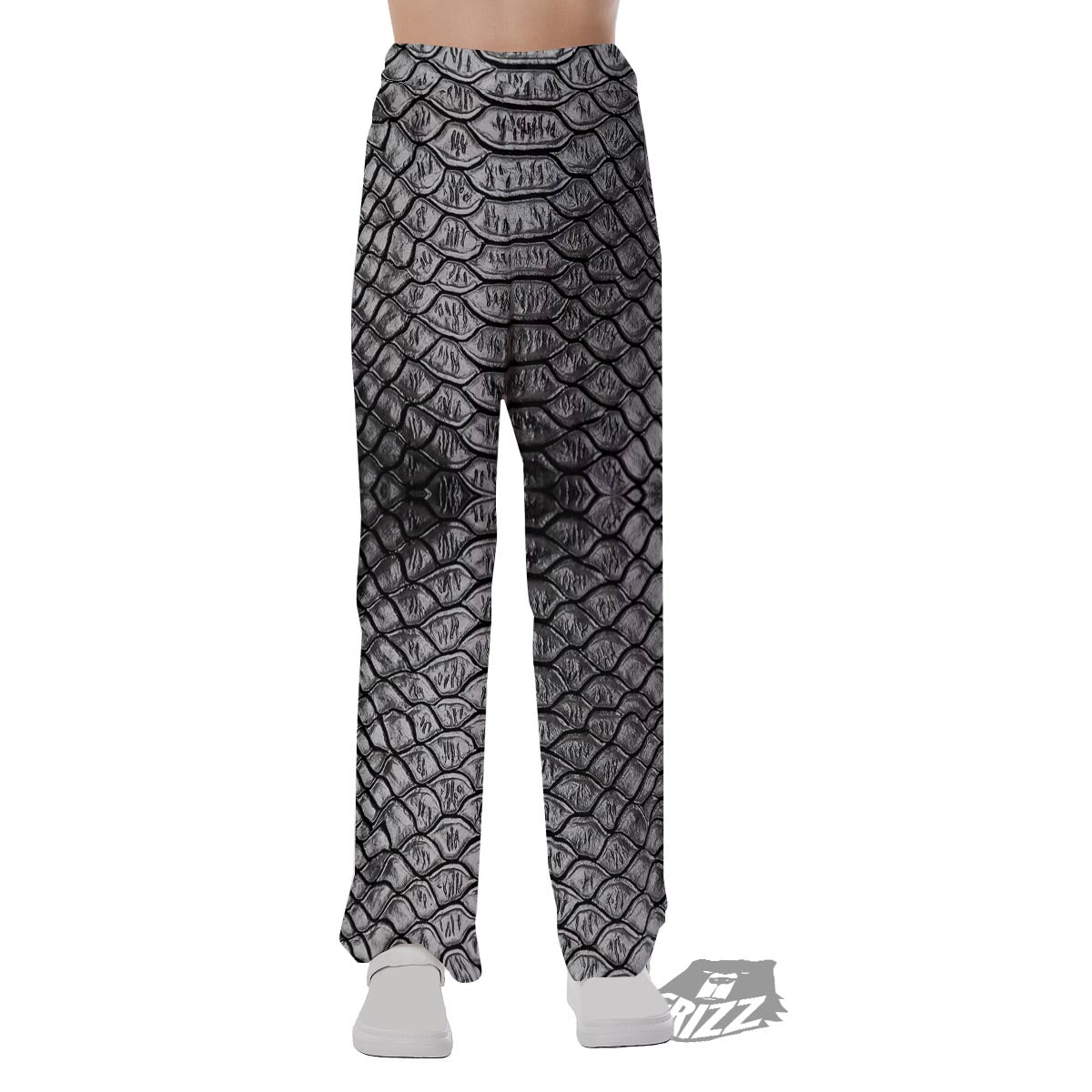 Snakeskin Black And Tan Print Pattern Pajama Pants-grizzshop