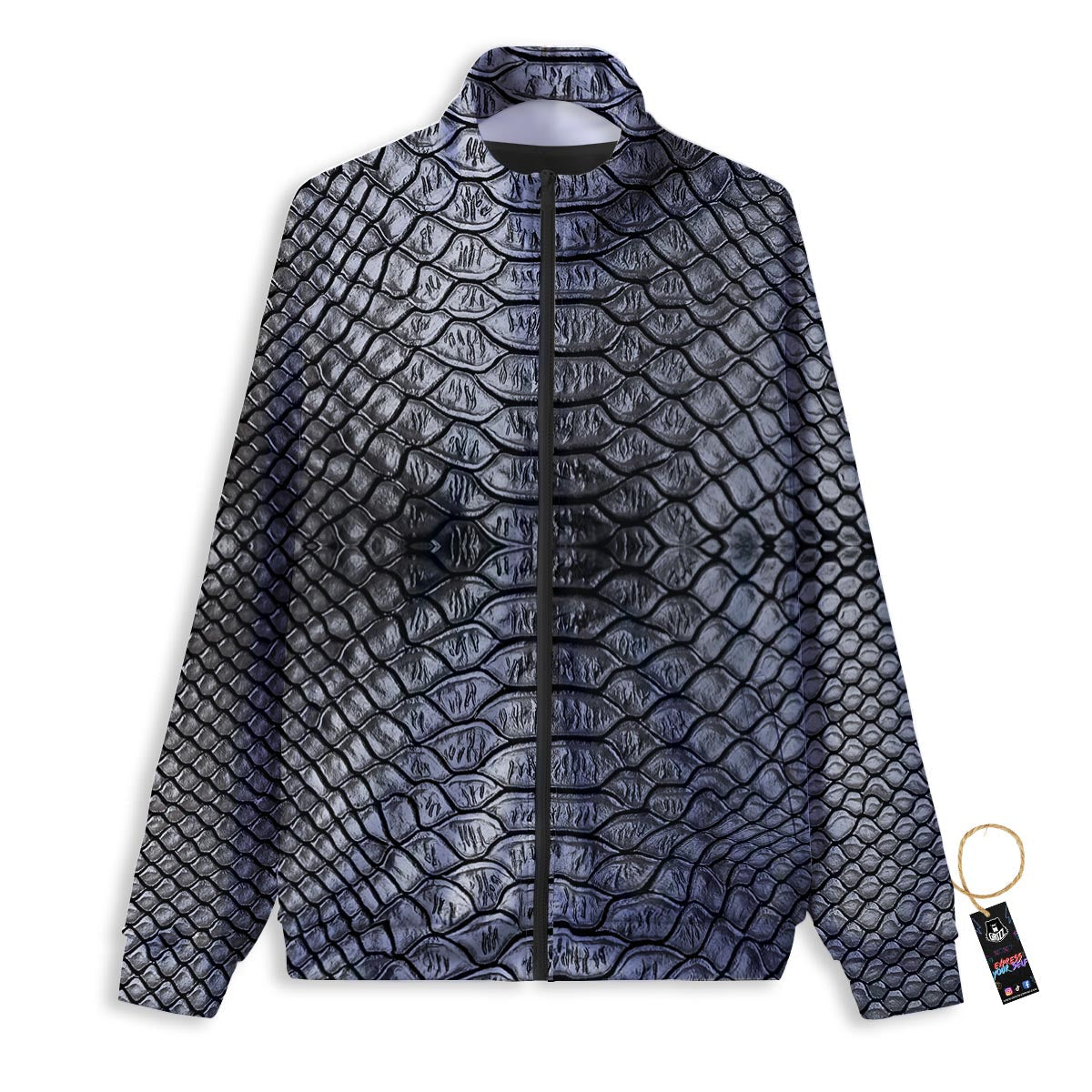 Snakeskin Black And Tan Print Pattern Track Jacket-grizzshop