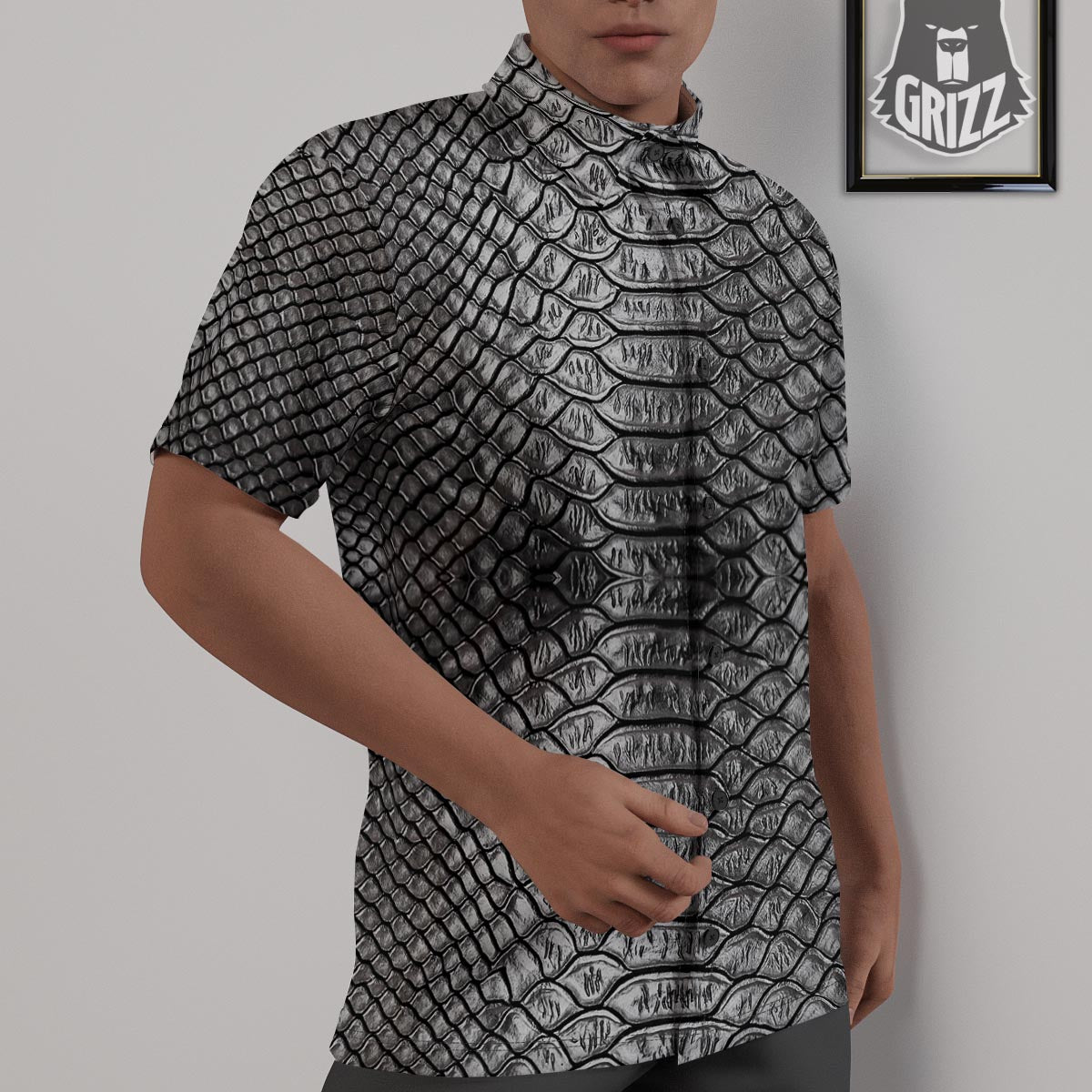 Snakeskin Black And Tan Print Pattern Untucked Shirts-grizzshop