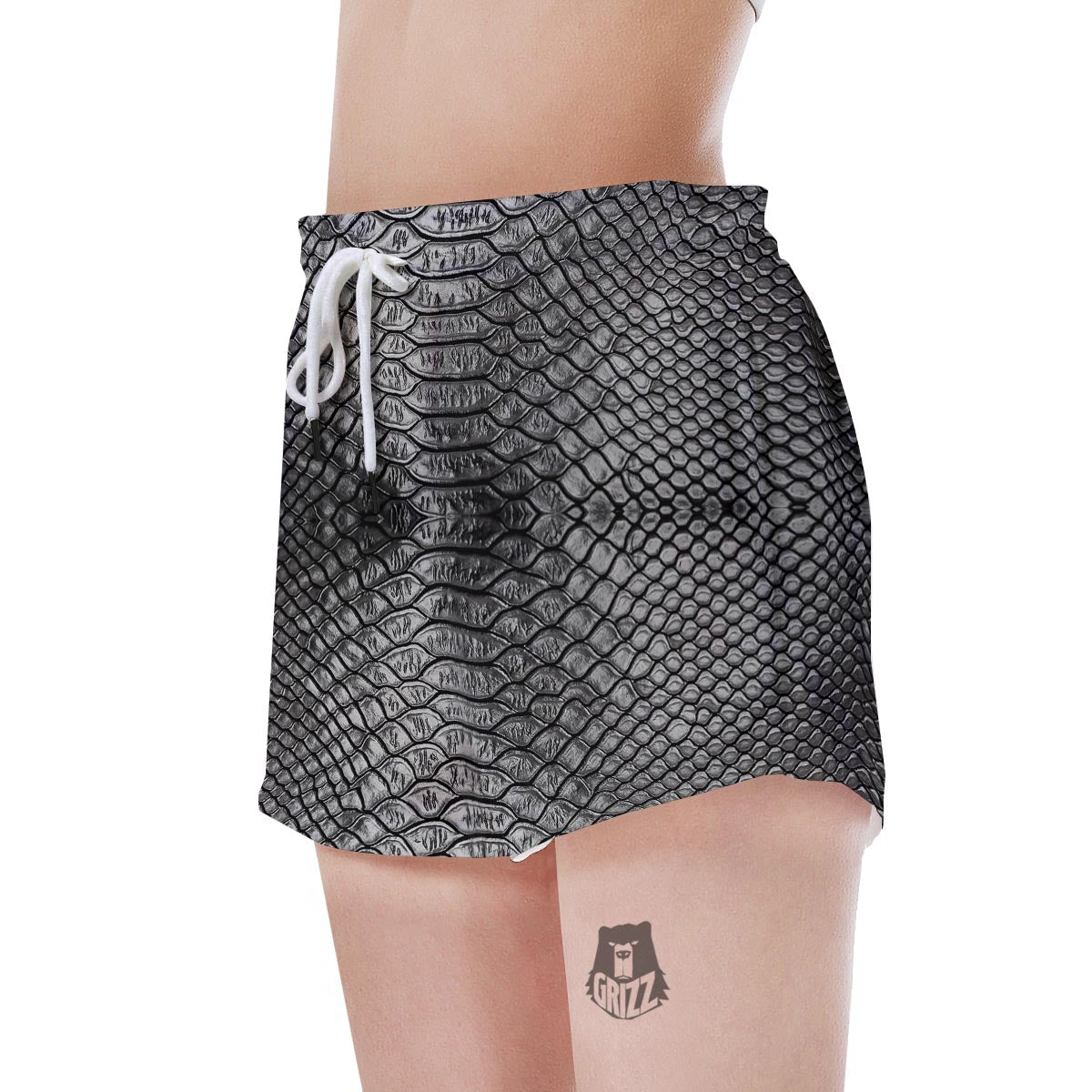 Snakeskin Black And Tan Print Pattern Women's Shorts-grizzshop