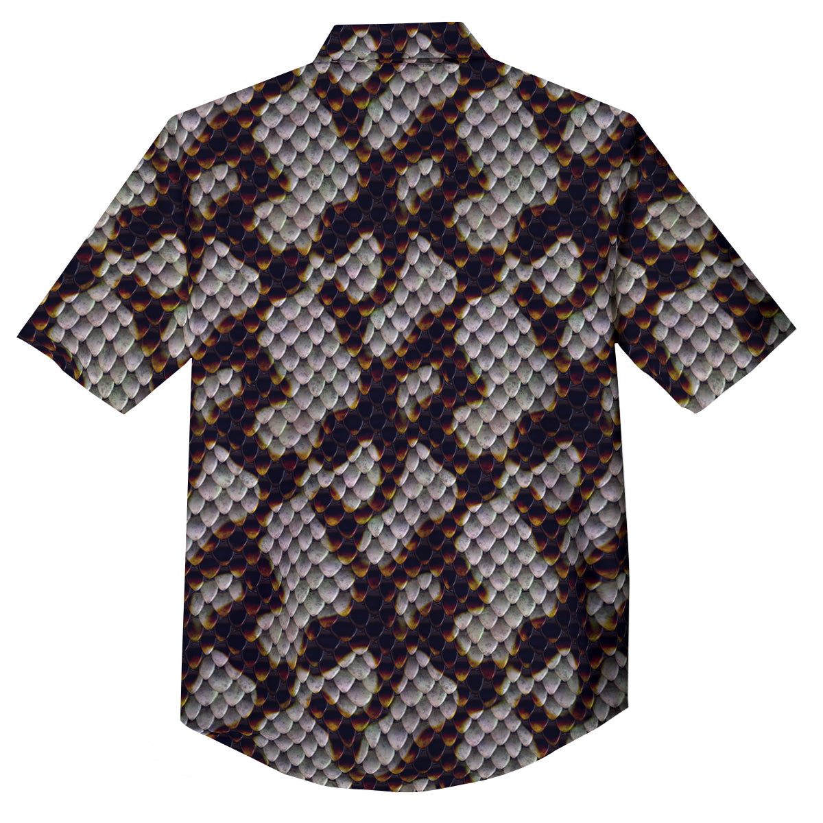 Snakeskin Black And White Texture Print Button Up Shirt-grizzshop
