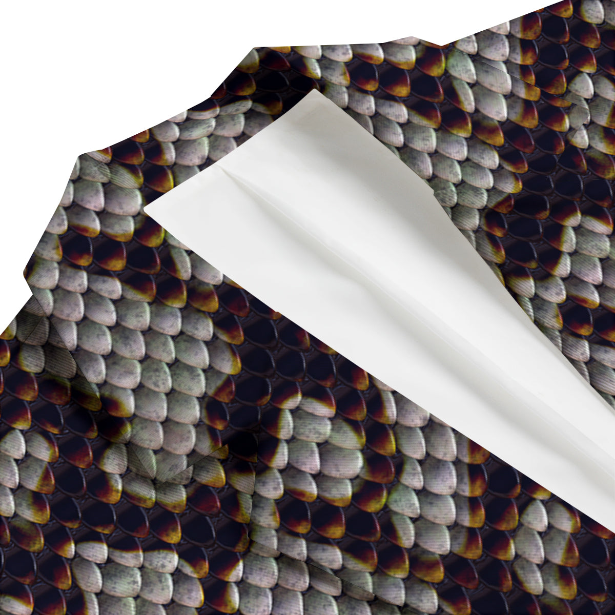 Snakeskin Black And White Texture Print Men's Blazer-grizzshop