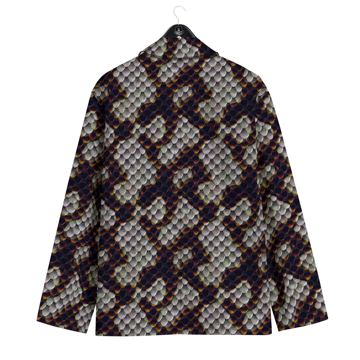 Snakeskin Black And White Texture Print Men's Sport Coat-grizzshop