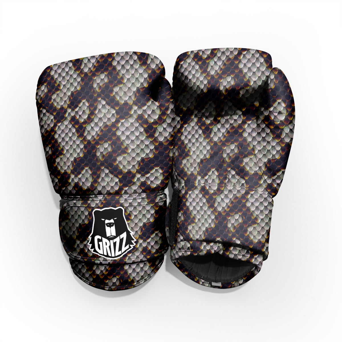 Snakeskin Black And White Texture Print Pro Boxing Glove