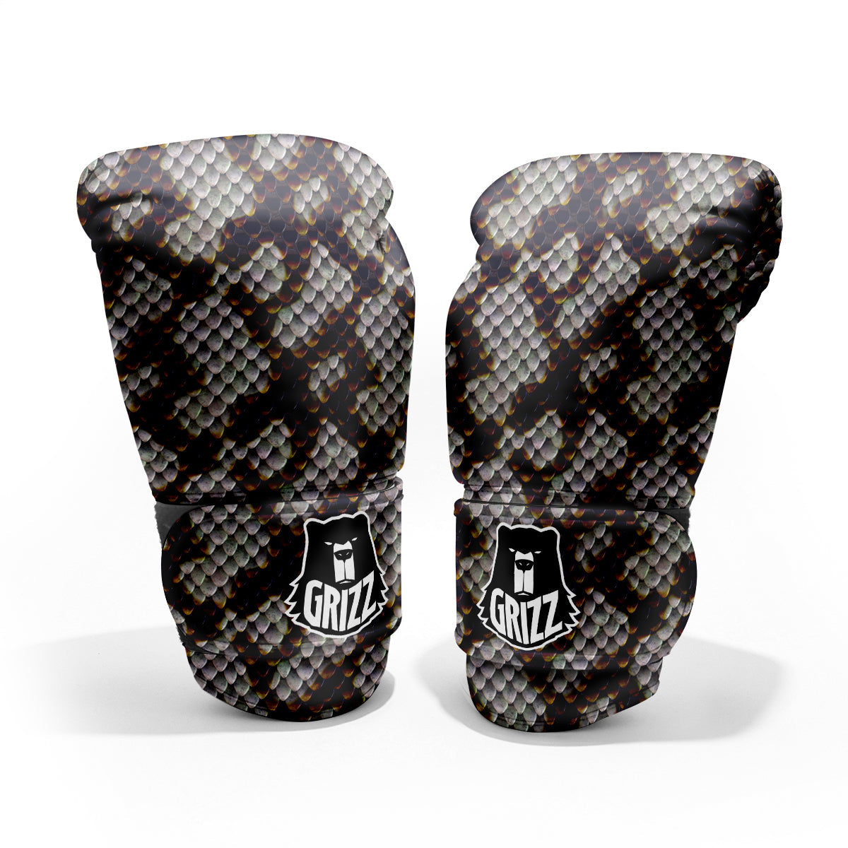 Snakeskin Black And White Texture Print Pro Boxing Glove