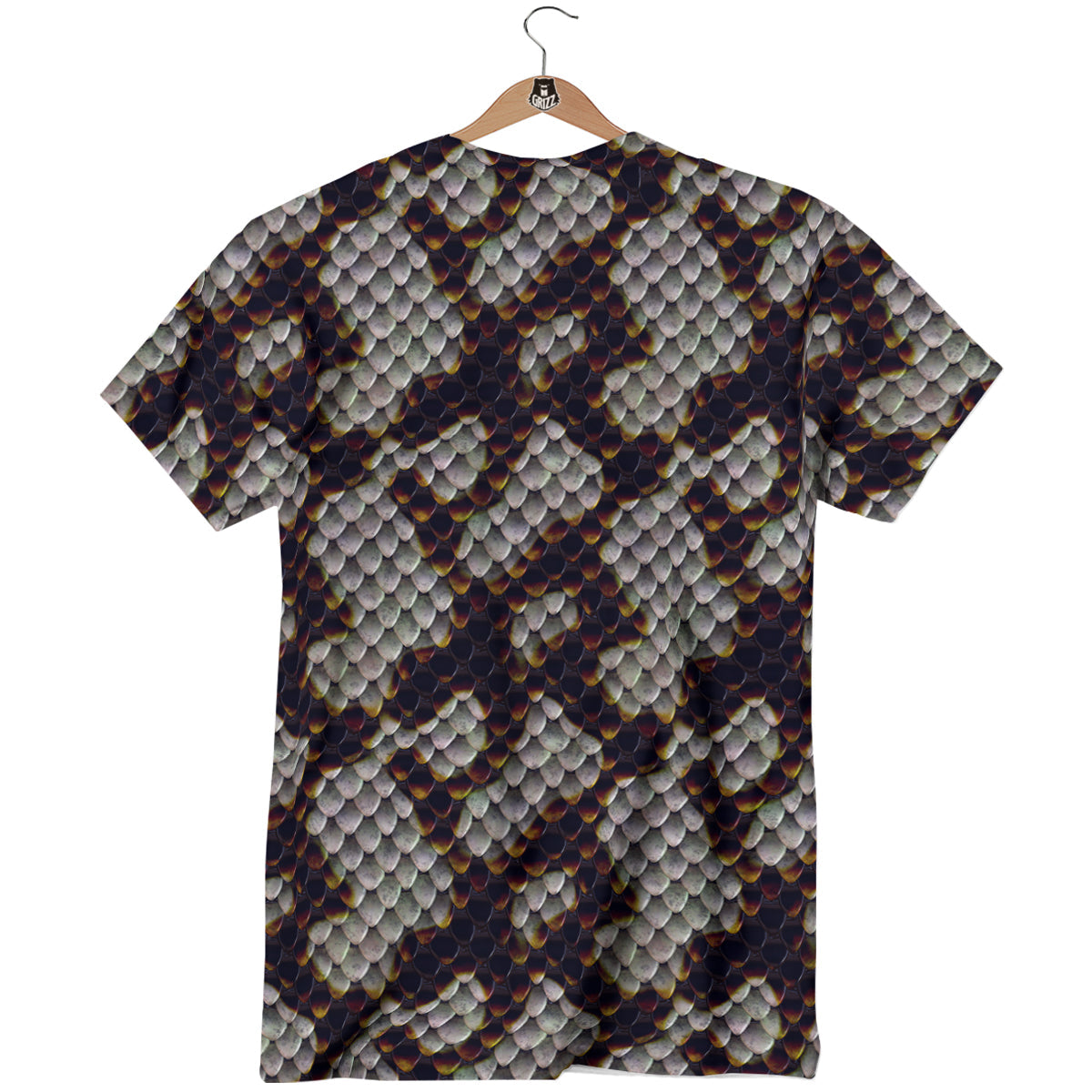 Snakeskin Black And White Texture Print T-Shirt-grizzshop