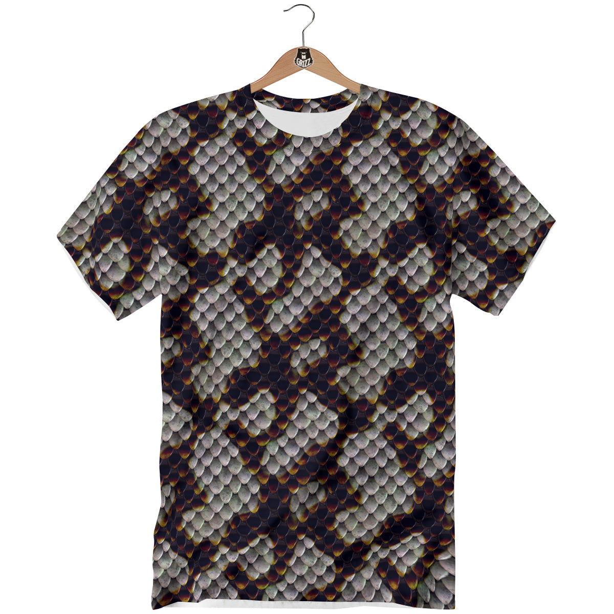 Snakeskin Black And White Texture Print T-Shirt-grizzshop