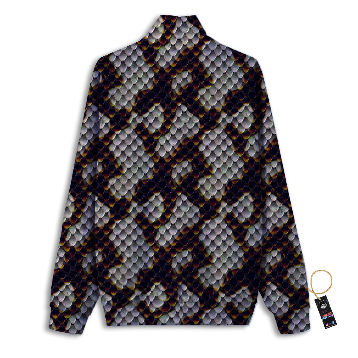 Snakeskin Black And White Texture Print Track Jacket-grizzshop