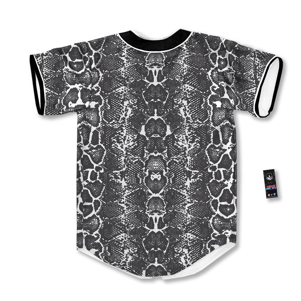 Snakeskin Black Print Baseball Jersey-grizzshop