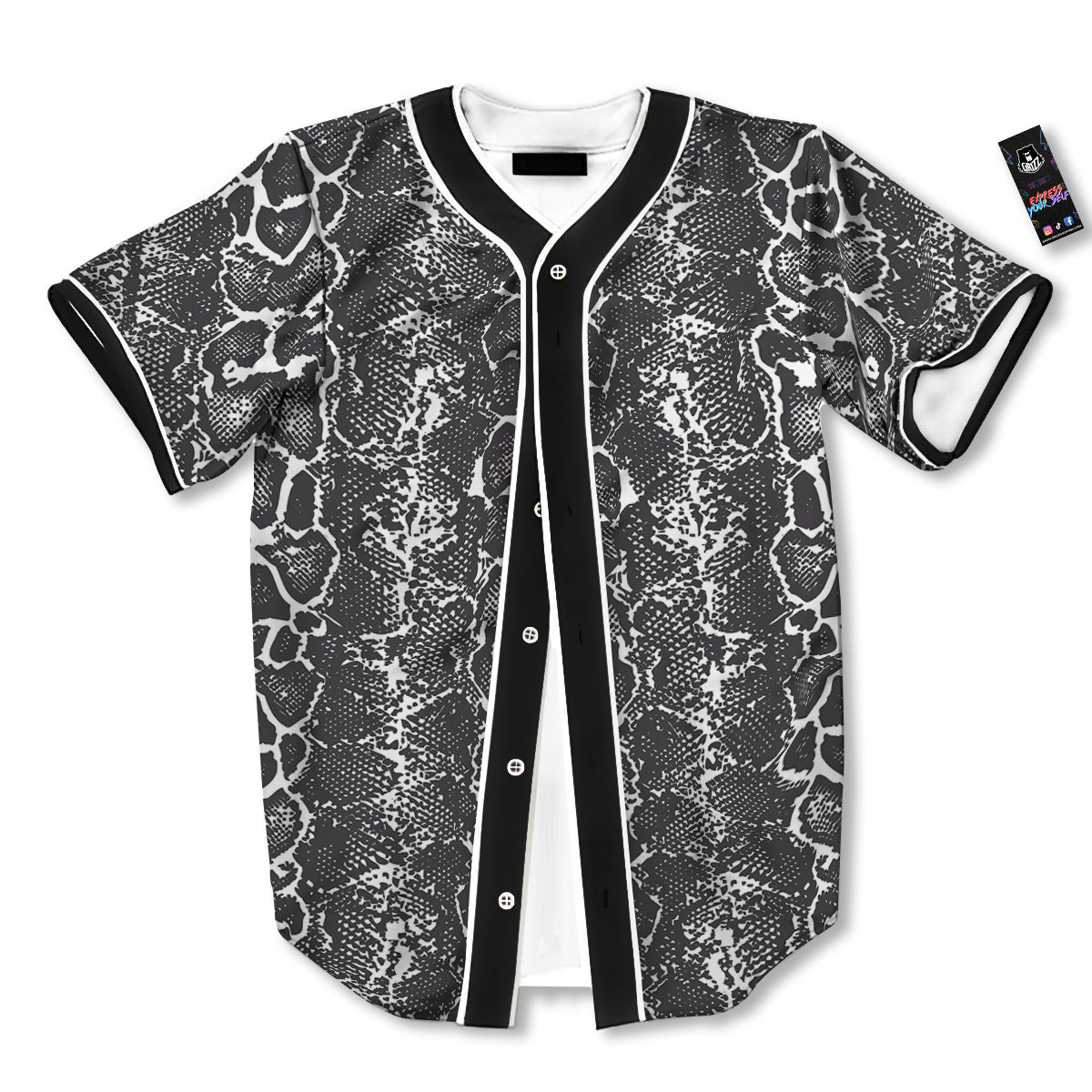 Snakeskin Black Print Baseball Jersey-grizzshop