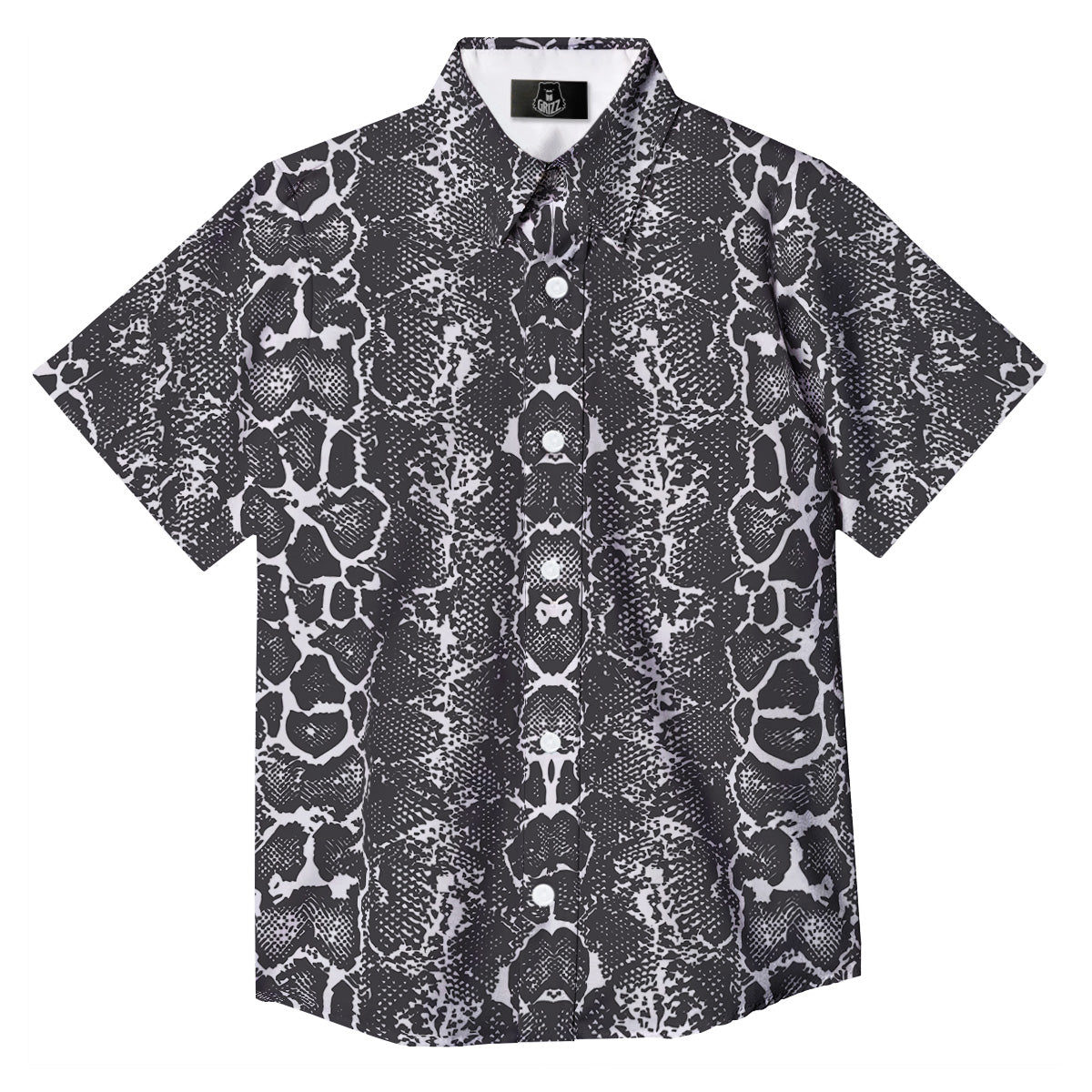 Snakeskin Black Print Button Up Shirt-grizzshop