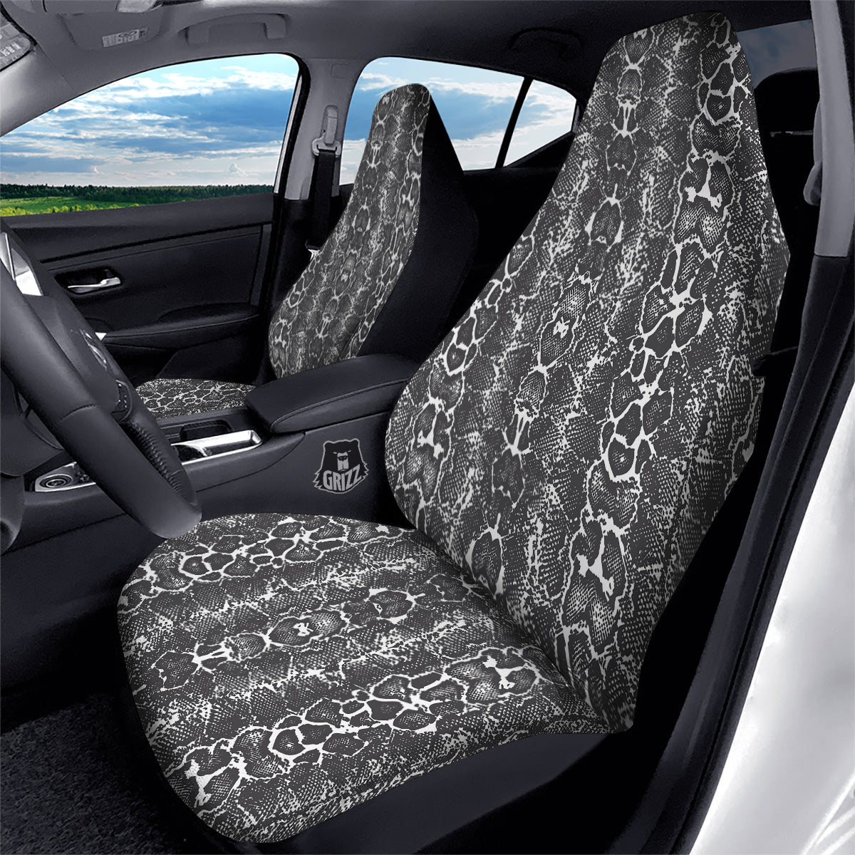 Snakeskin Black Print Car Seat Covers-grizzshop
