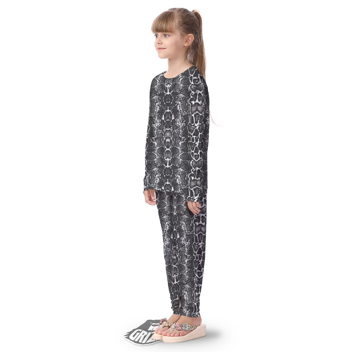 Snakeskin Black Print Kid's Pajamas-grizzshop