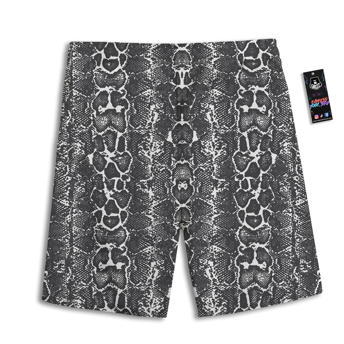 Snakeskin Black Print Men's Athletic Shorts