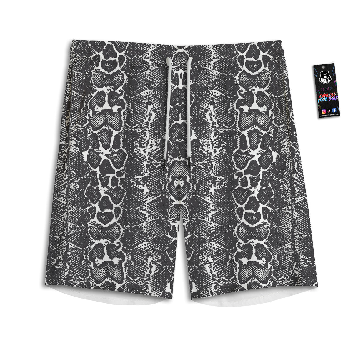 Snakeskin Black Print Men's Athletic Shorts