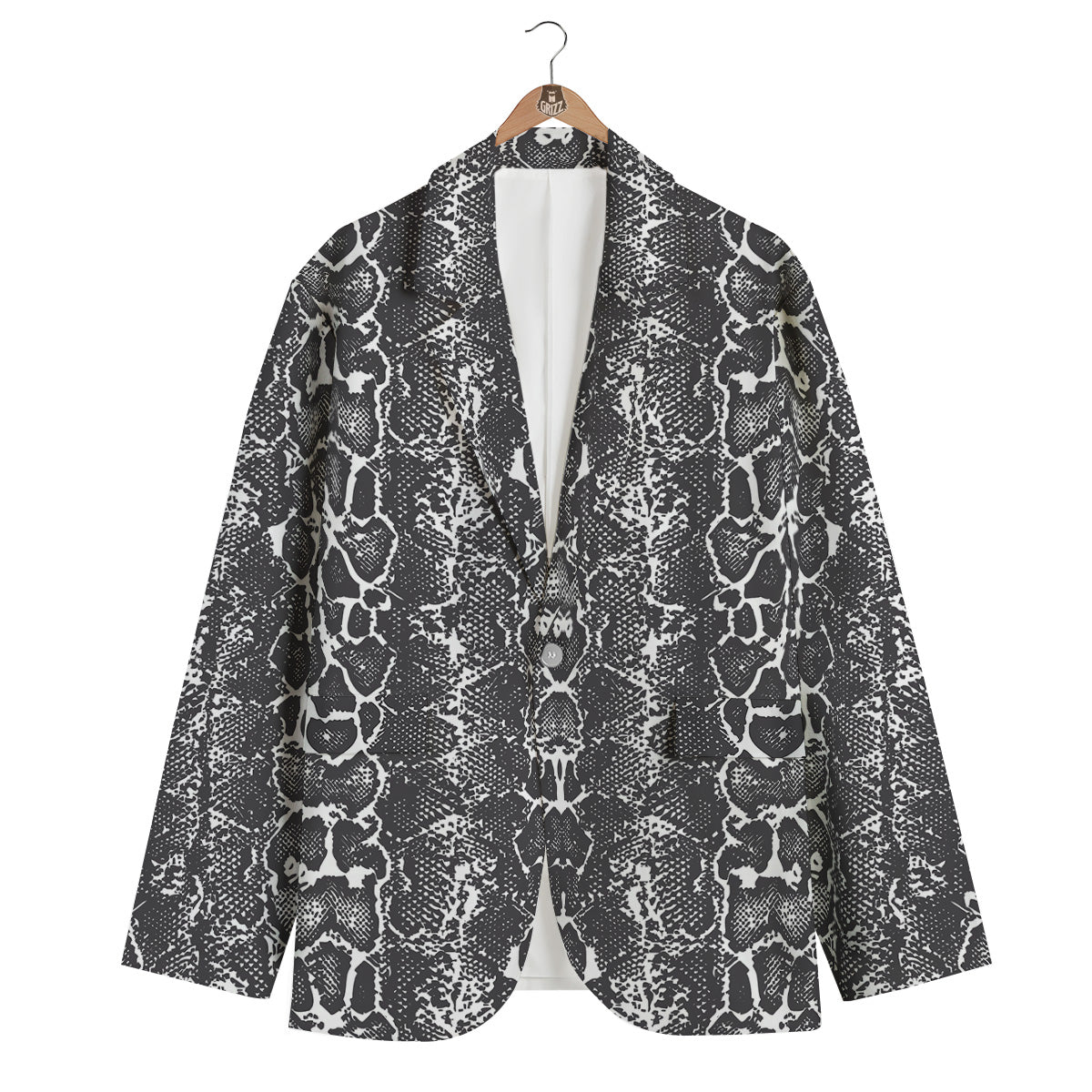 Snakeskin Black Print Men's Blazer-grizzshop