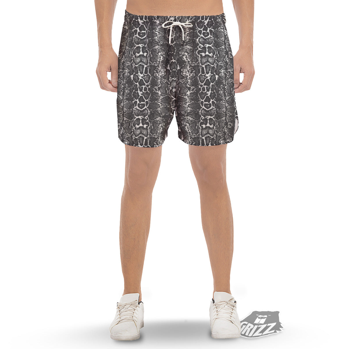 Snakeskin Black Print Men's Gym Shorts-grizzshop