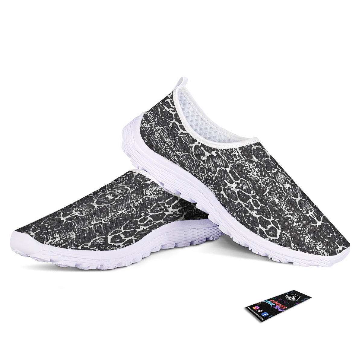 Snakeskin Black Print Nurse Shoes-grizzshop
