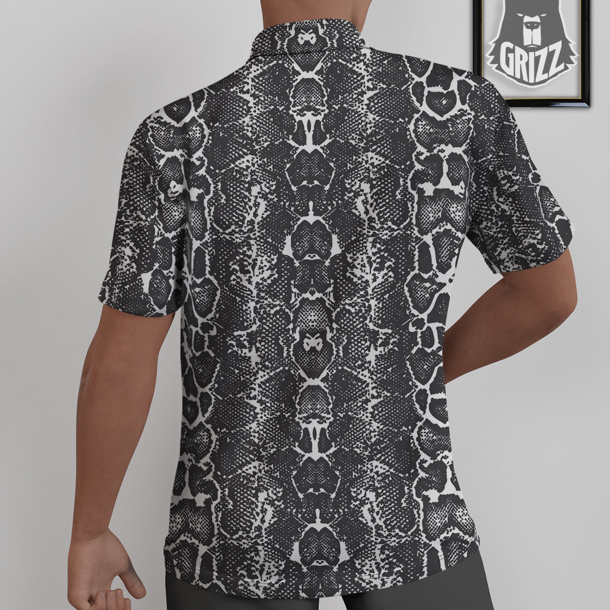 Snakeskin Black Print Untucked Shirts-grizzshop