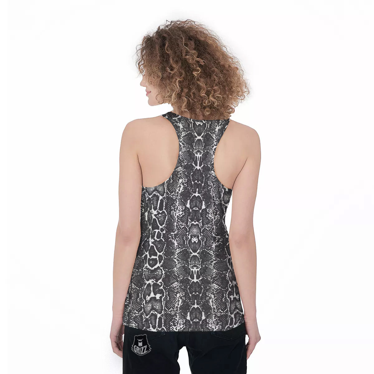 Snakeskin Black Print Women's Racerback Tank Top-grizzshop