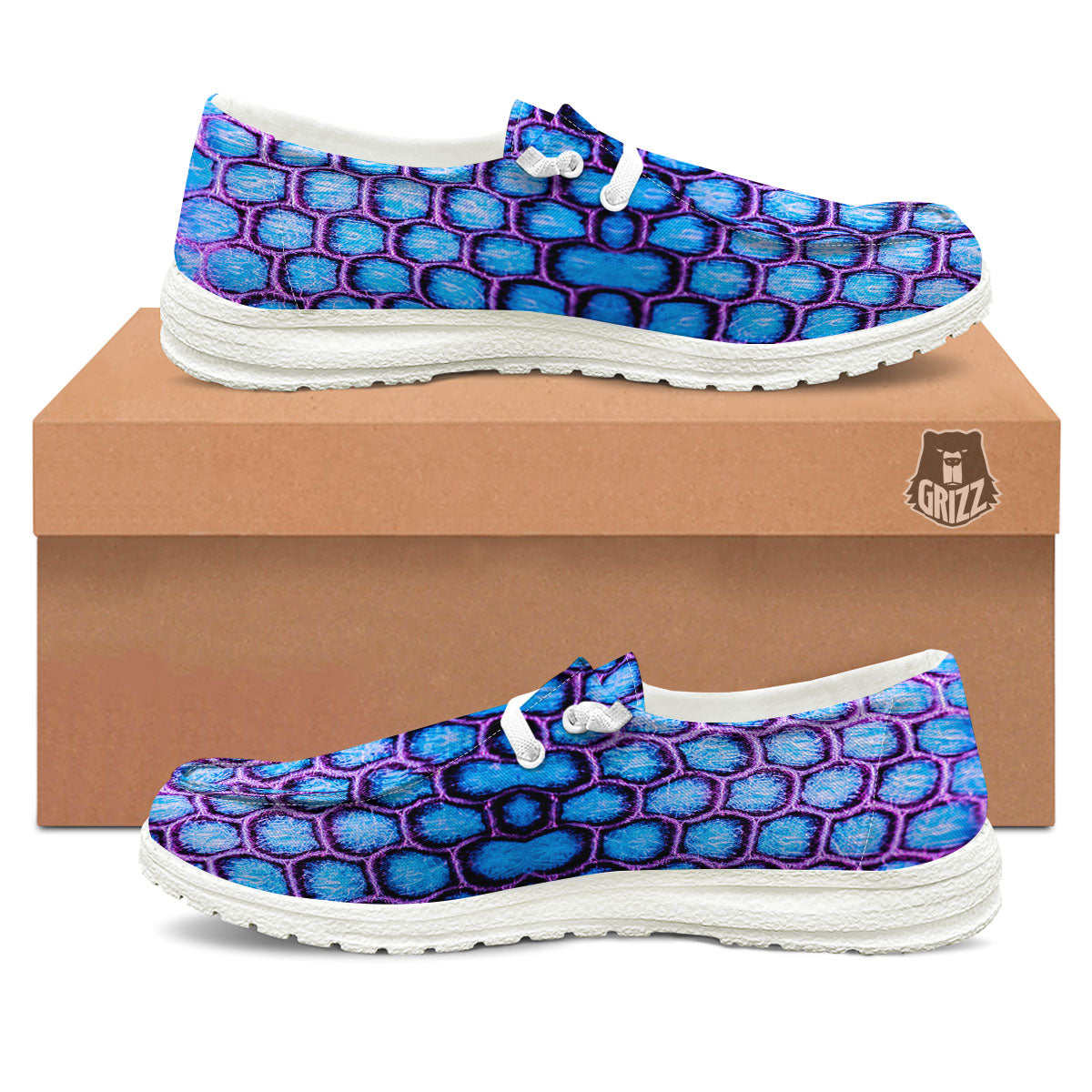 Snakeskin Blue And Purple Print Pattern Black Loafers-grizzshop