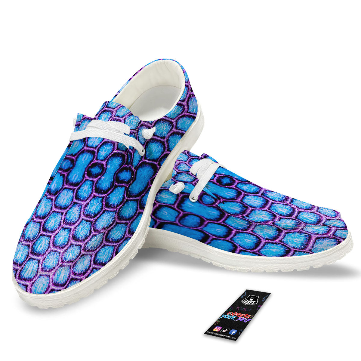 Snakeskin Blue And Purple Print Pattern Black Loafers-grizzshop