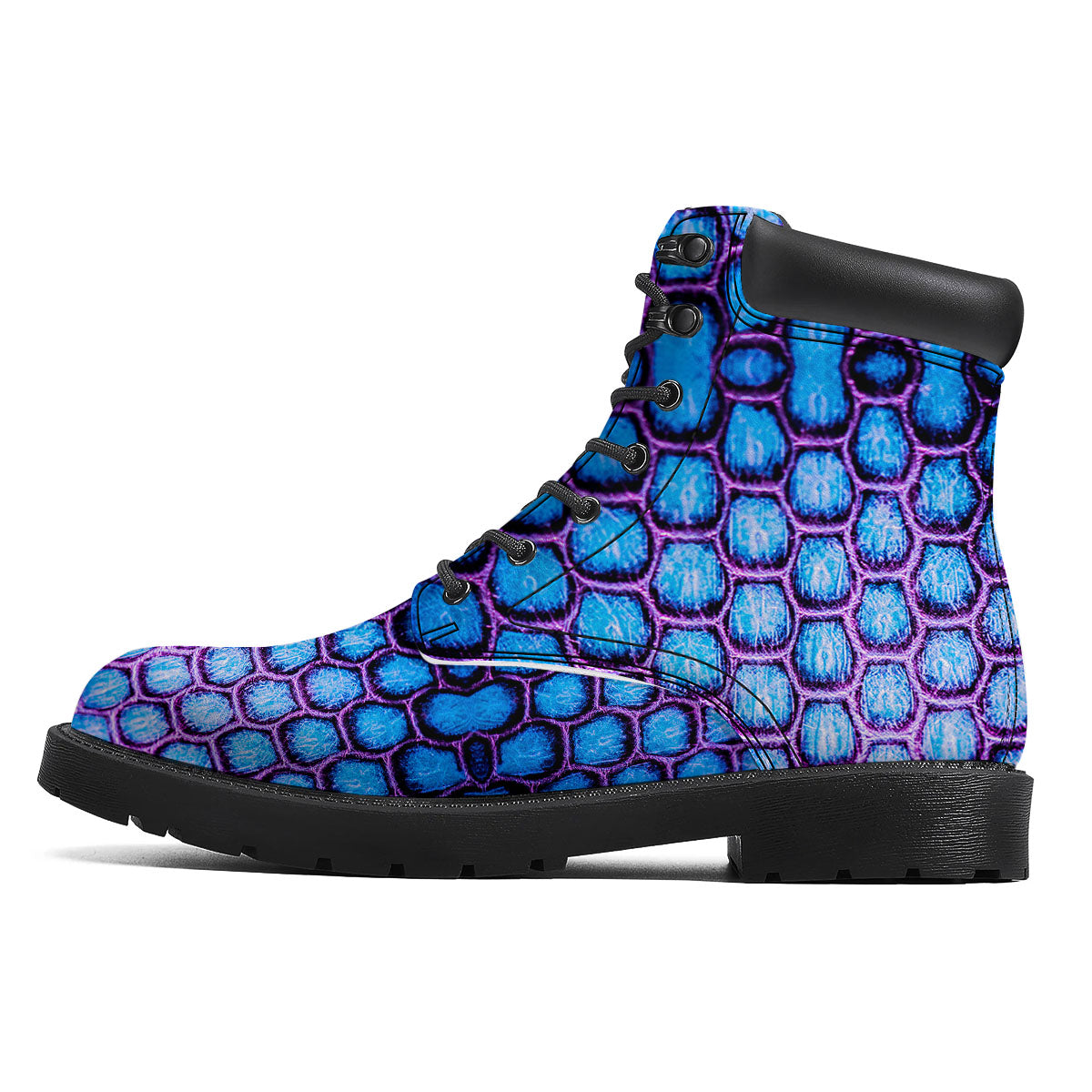 Snakeskin Blue And Purple Print Pattern Boots-grizzshop