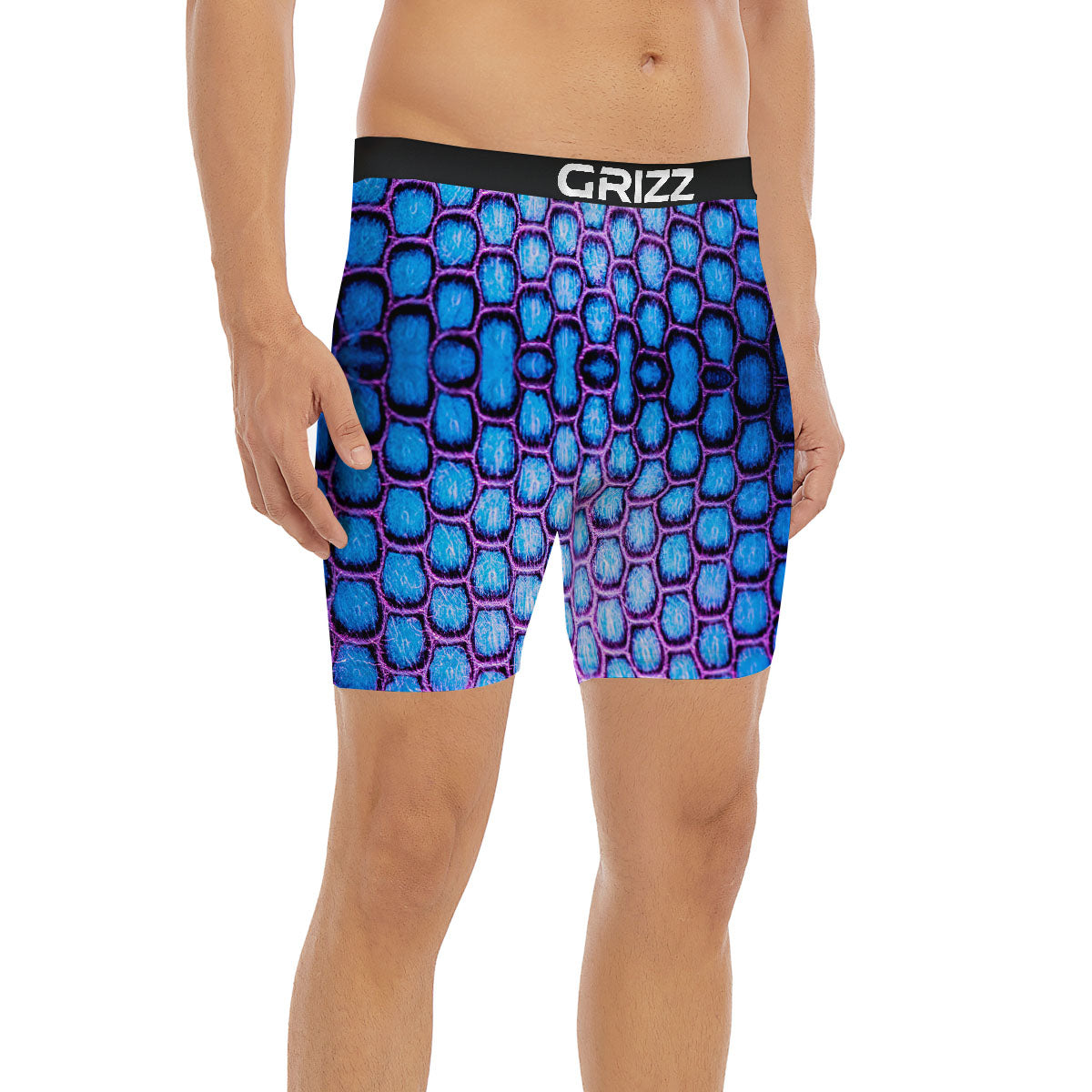 Snakeskin Blue And Purple Print Pattern Boxer Briefs-grizzshop
