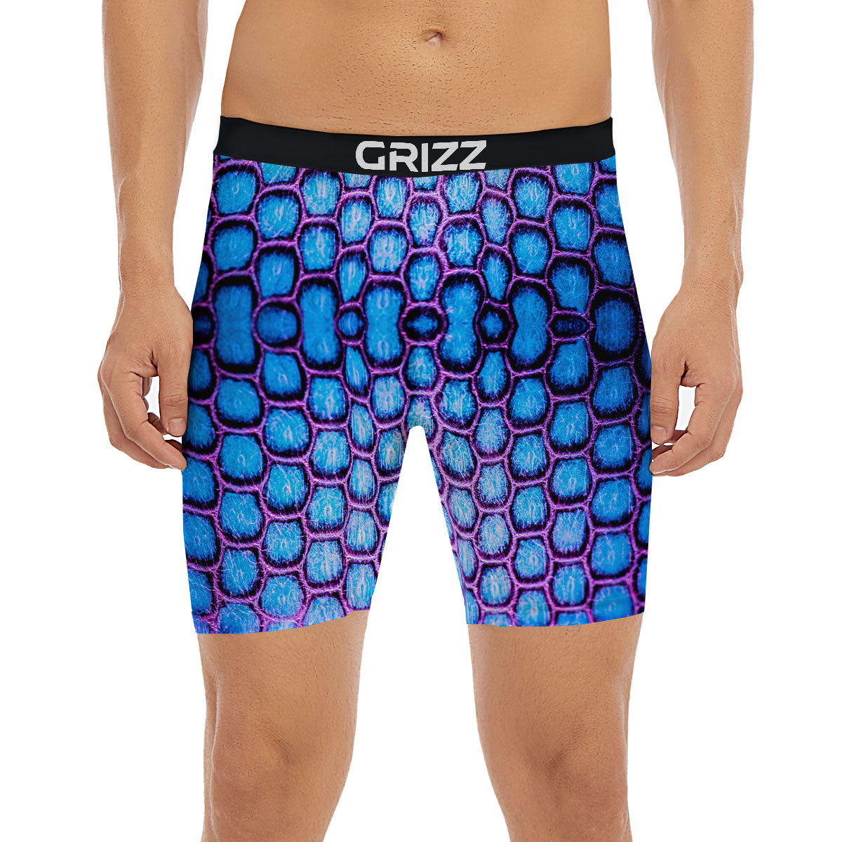 Snakeskin Blue And Purple Print Pattern Boxer Briefs-grizzshop