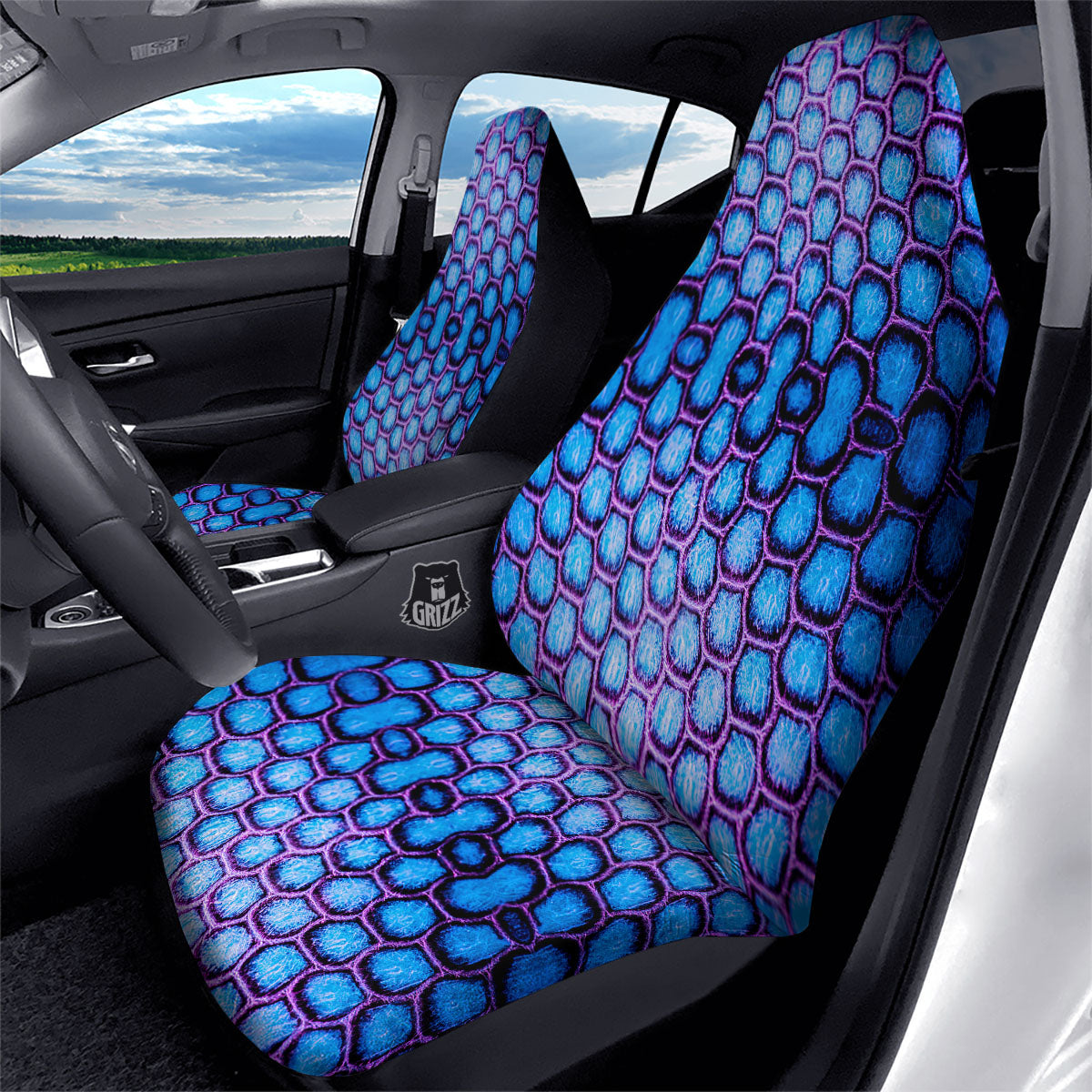 Snakeskin Blue And Purple Print Pattern Car Seat Covers-grizzshop