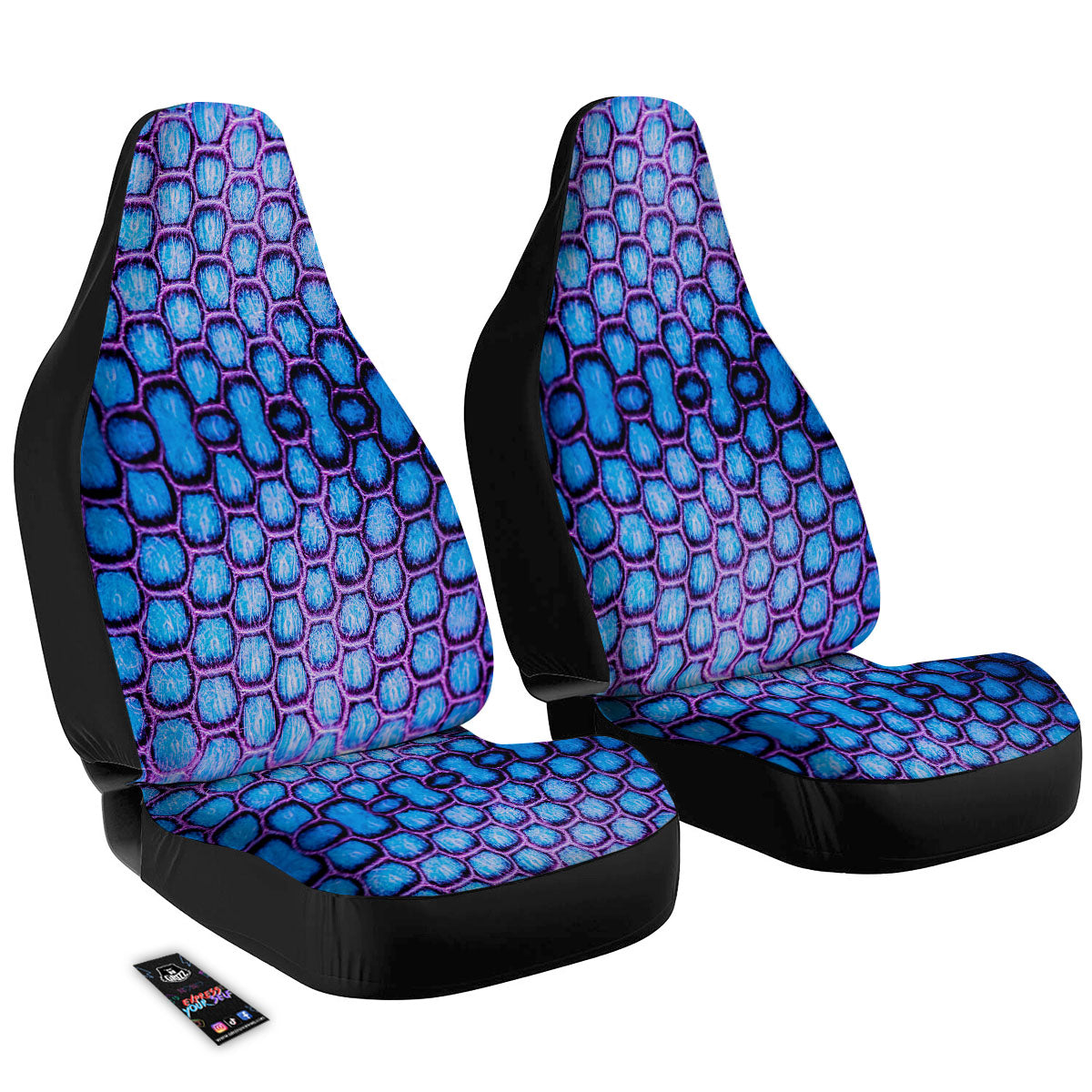 Snakeskin Blue And Purple Print Pattern Car Seat Covers-grizzshop