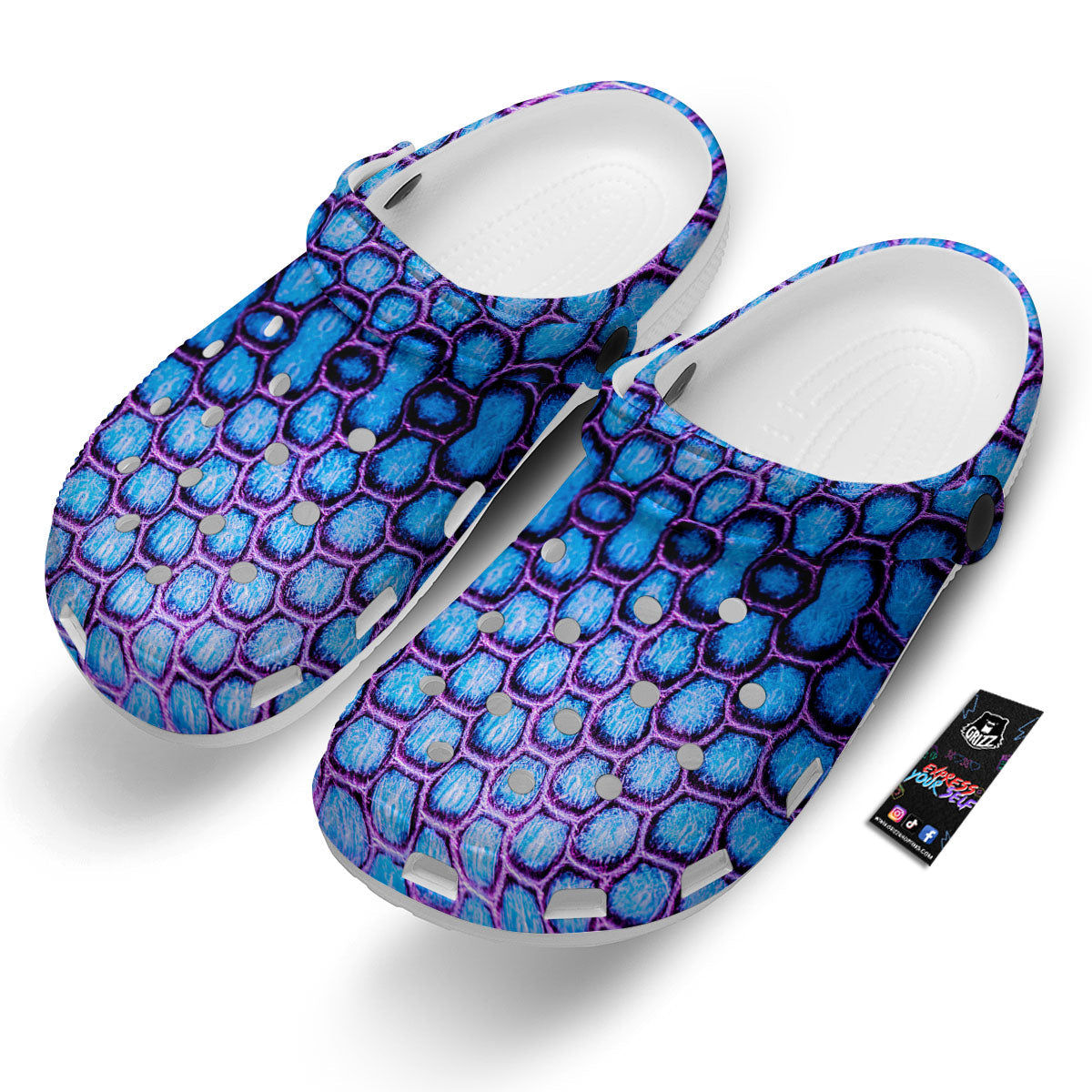 Snakeskin Blue And Purple Print Pattern Clog-grizzshop