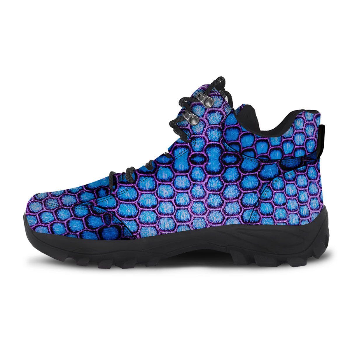 Snakeskin Blue And Purple Print Pattern Hiking Shoes-grizzshop