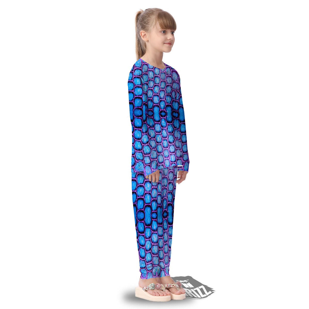Snakeskin Blue And Purple Print Pattern Kid's Pajamas-grizzshop