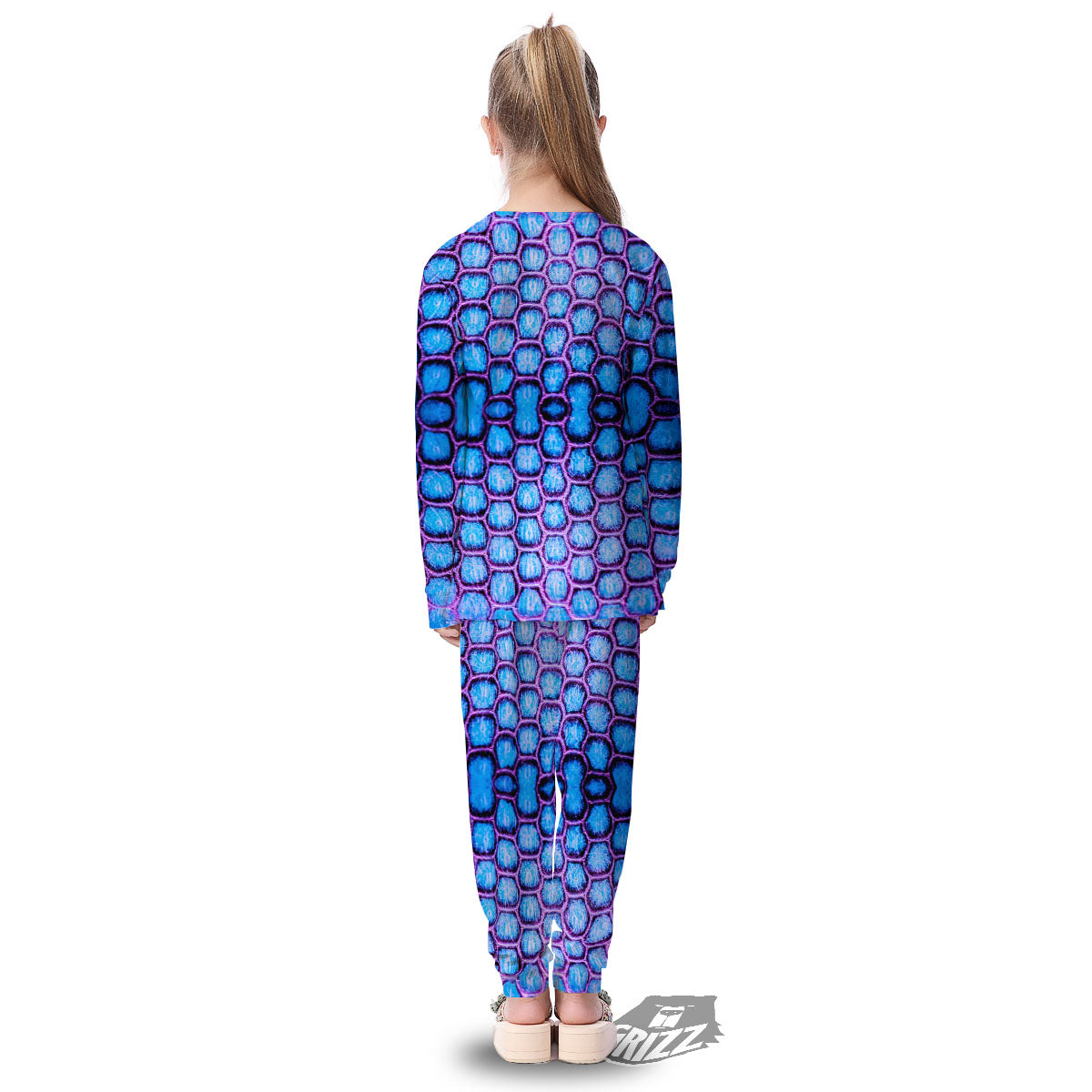 Snakeskin Blue And Purple Print Pattern Kid's Pajamas-grizzshop