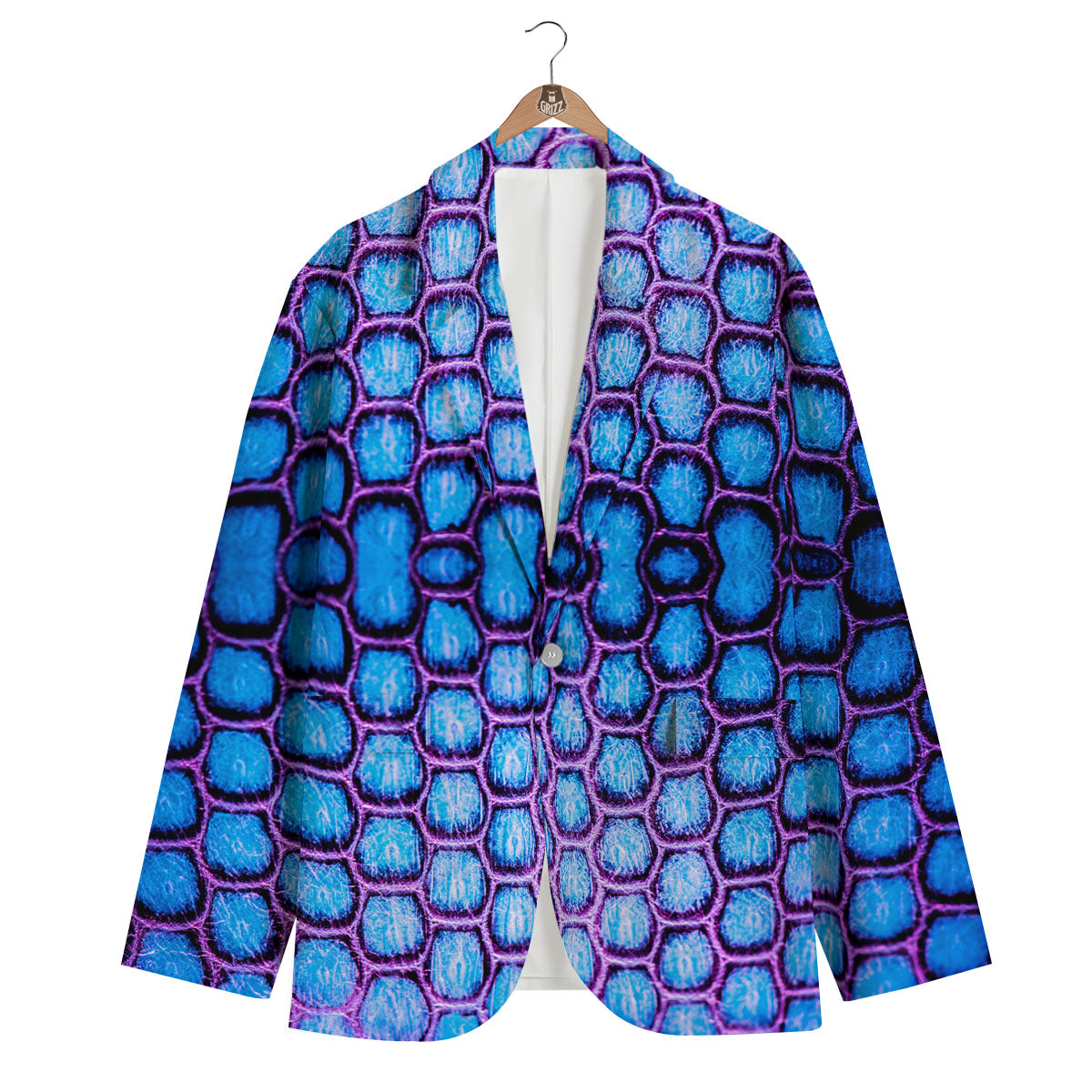 Snakeskin Blue And Purple Print Pattern Men's Blazer-grizzshop