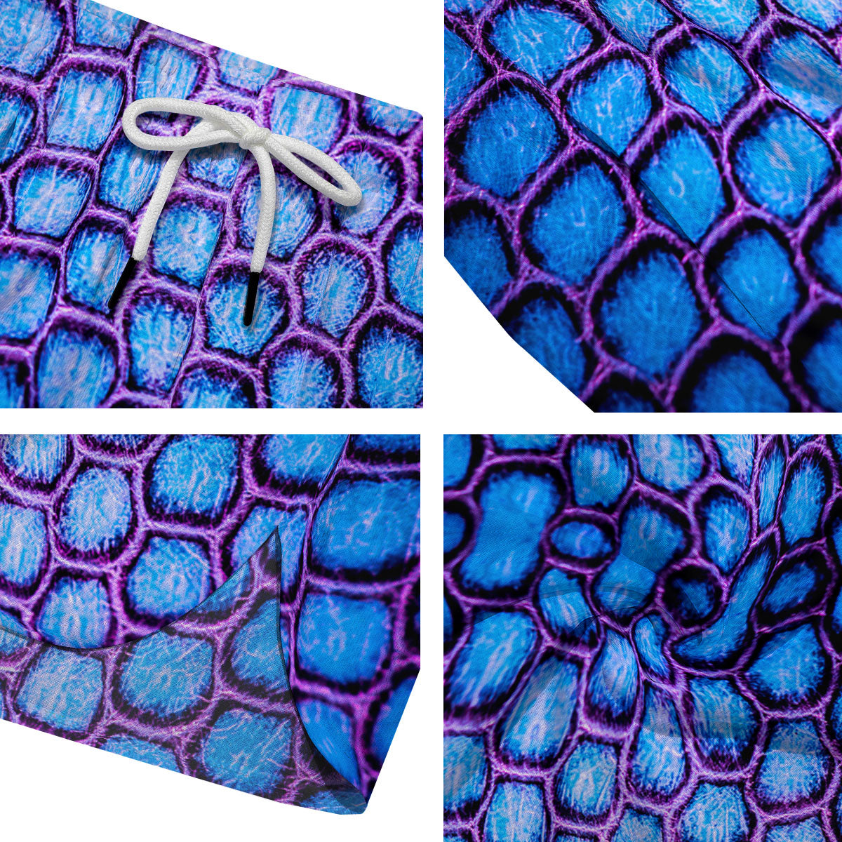 Snakeskin Blue And Purple Print Pattern Men's Running Shorts-grizzshop
