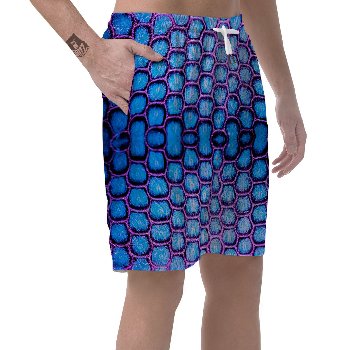 Snakeskin Blue And Purple Print Pattern Men's Shorts-grizzshop