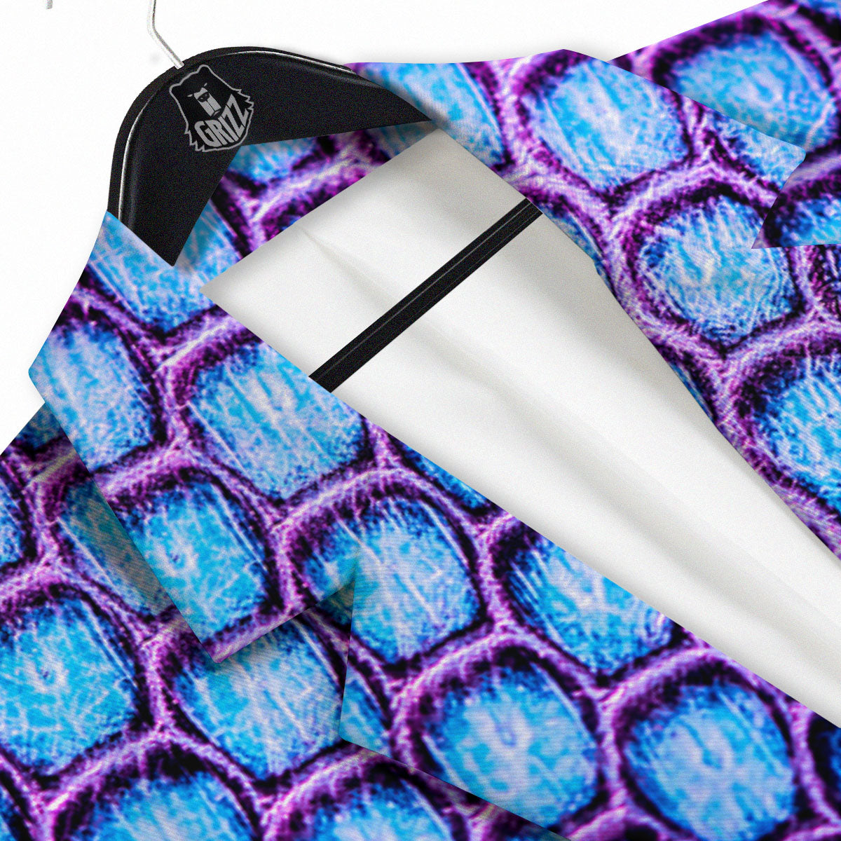 Snakeskin Blue And Purple Print Pattern Men's Sport Coat-grizzshop