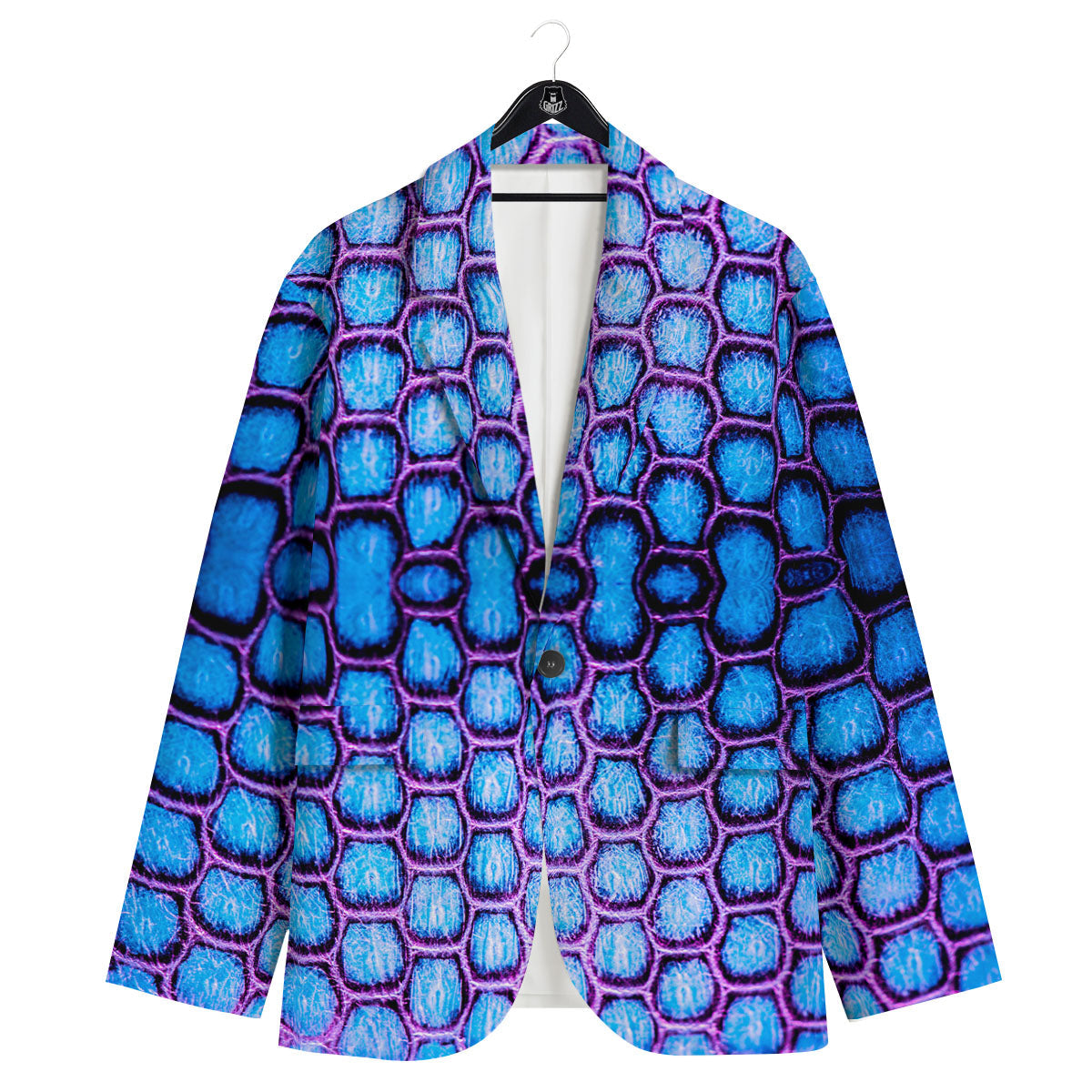 Snakeskin Blue And Purple Print Pattern Men's Sport Coat-grizzshop