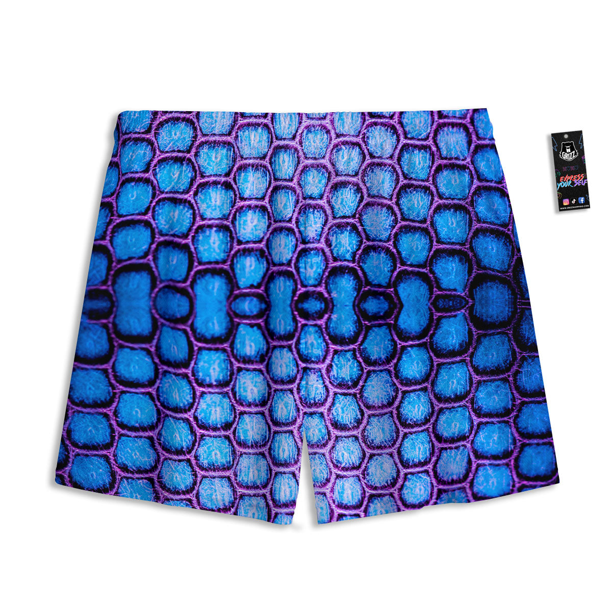 Snakeskin Blue And Purple Print Pattern Mesh Shorts