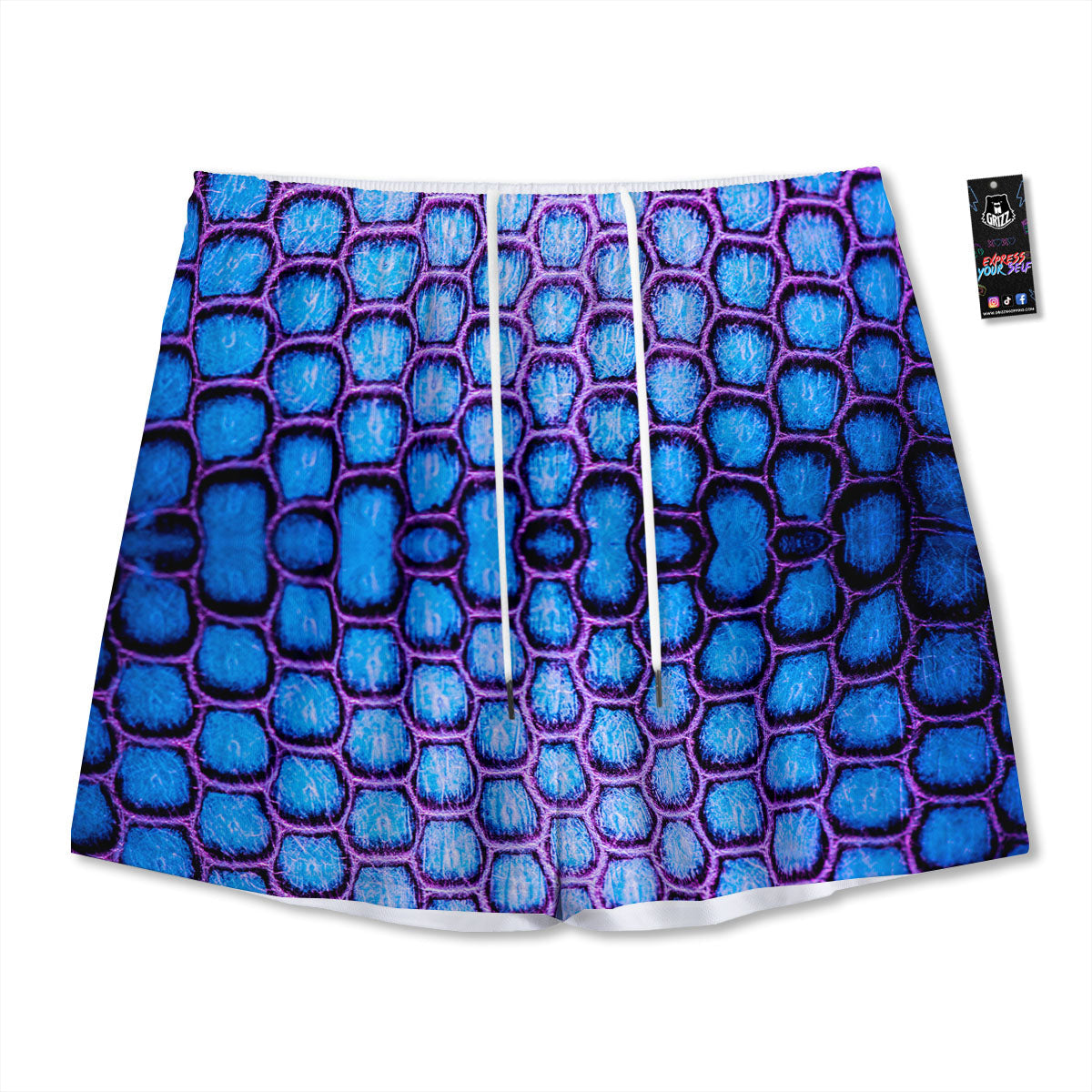 Snakeskin Blue And Purple Print Pattern Mesh Shorts