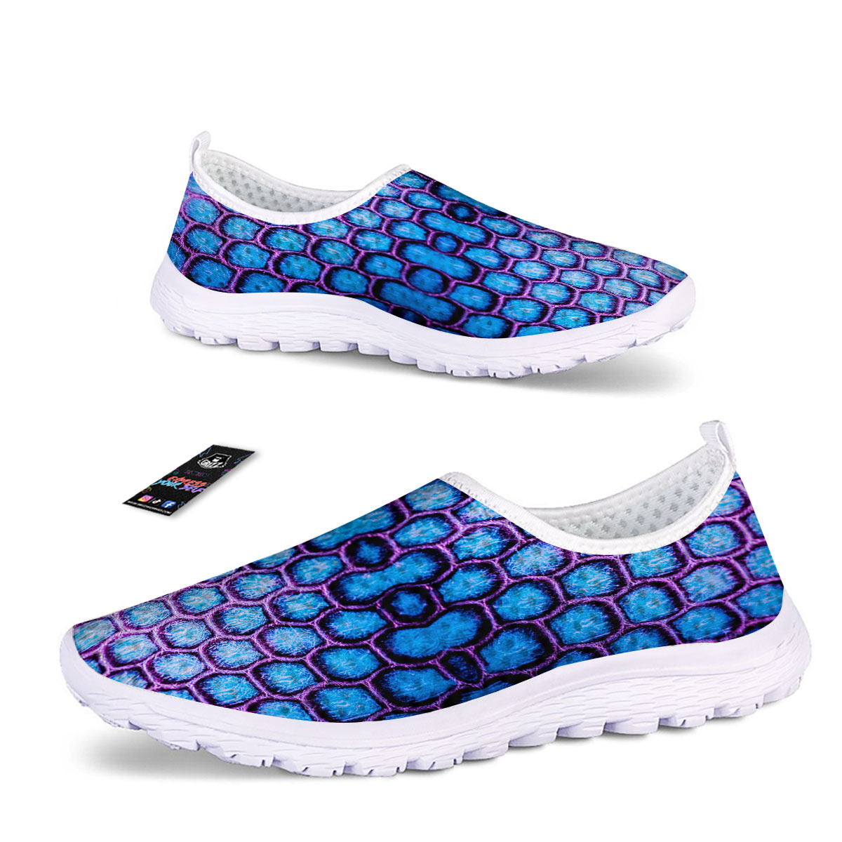 Snakeskin Blue And Purple Print Pattern Nurse Shoes-grizzshop