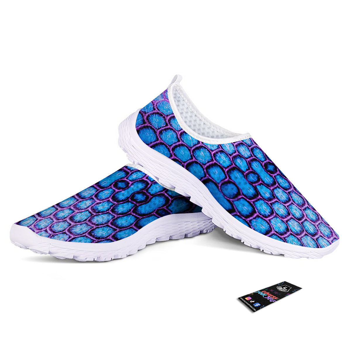 Snakeskin Blue And Purple Print Pattern Nurse Shoes-grizzshop