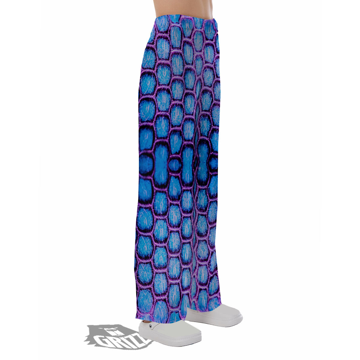 Snakeskin Blue And Purple Print Pattern Pajama Pants-grizzshop