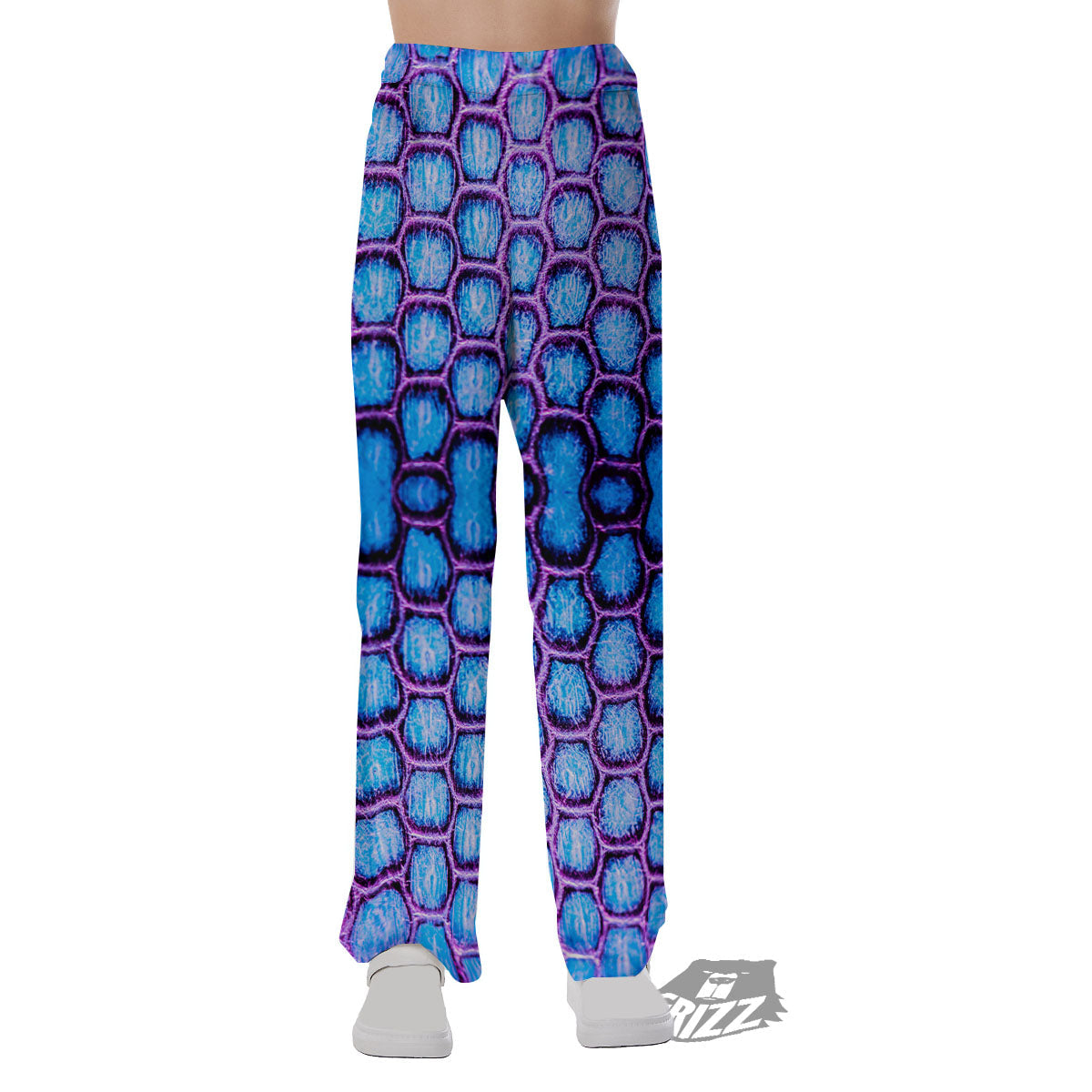 Snakeskin Blue And Purple Print Pattern Pajama Pants-grizzshop