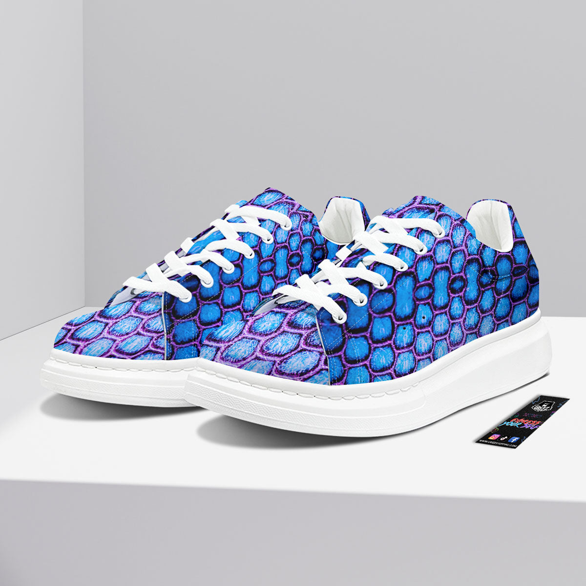 Snakeskin Blue And Purple Print Pattern Platform Shoes-grizzshop