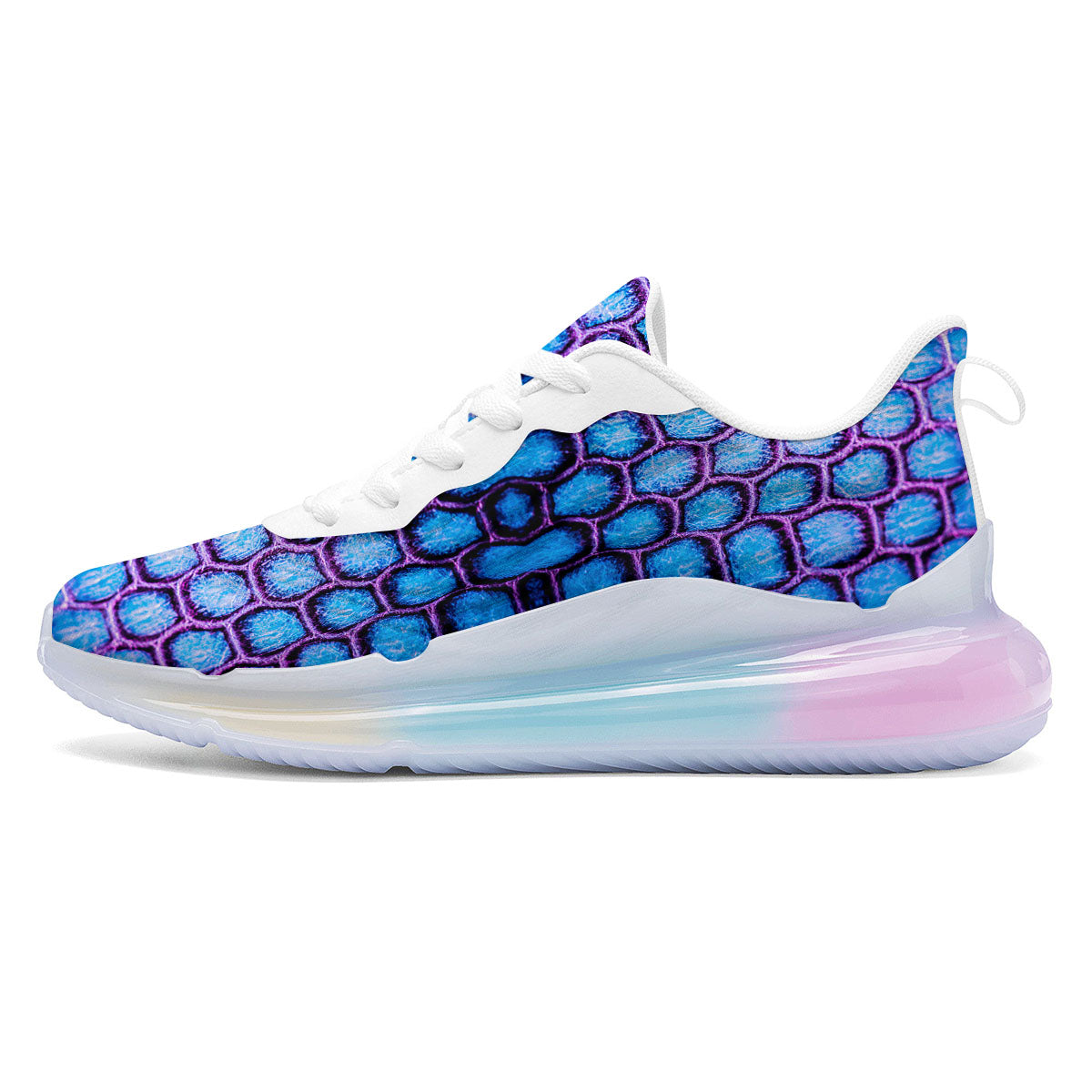 Snakeskin Blue And Purple Print Pattern Running Sneakers-grizzshop