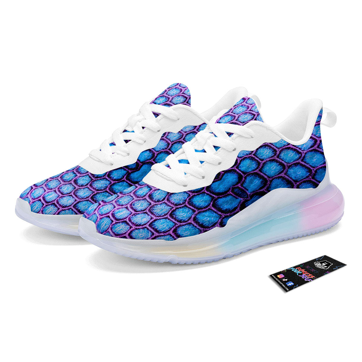 Snakeskin Blue And Purple Print Pattern Running Sneakers-grizzshop