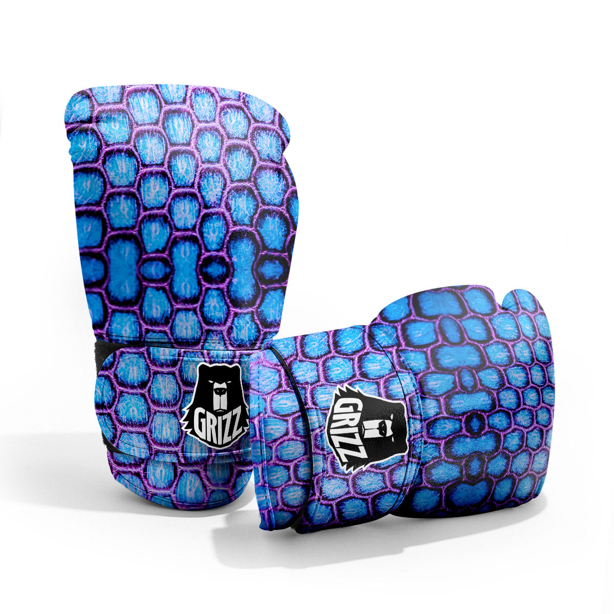 Snakeskin Blue And Purple Print Pattern Pro Boxing Glove